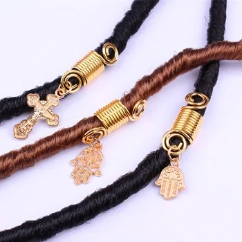 

5pcs Wig Jewelry Reggae Braided Hair Ring Spring Ring Alloy Cross Pendant Headdress Hair Accessories for Dreads Dreadlock Beads