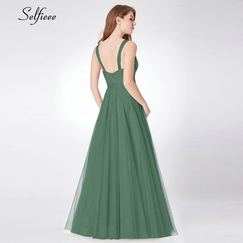 Новые Модные Элегантные женские платья для вечеринки Vestidos De Fiesta простое ТРАПЕЦИЕВИДНОЕ ПЛАТЬЕ С v-образным вырезом и открытой спиной длинное платье макси из тюля для девушек