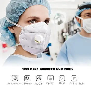 

Face Shield Windproof Anyti-dust Anti-Fog 4 Ply Protective Facial Shield Non-woven With Breathing Valve For Men Women Outdoors