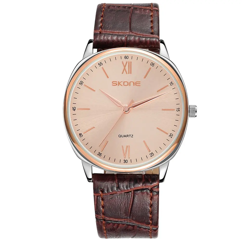 

Men Business Quartz Watch Ultra Slim Leather Strap Week Calendar Round Dial Novel Design Exquisite Workmanship Casual