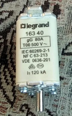 Предохранители: legrand T00 63A 500V gG 16335/T00 80A 500V gG 16340/T00 50A 100A 500V gG