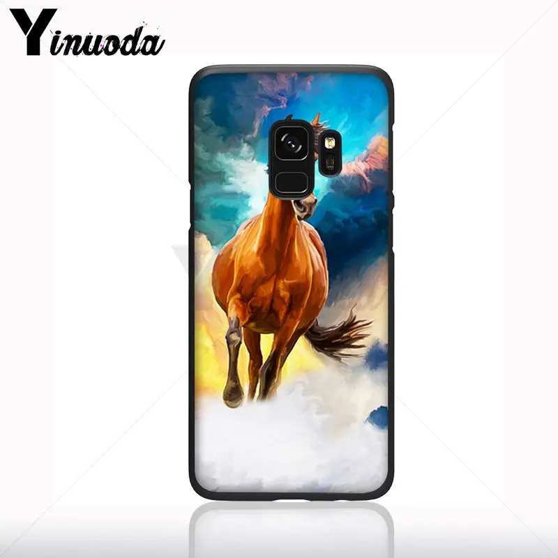 Coque untuk Galaxy S9plus Kuda Hewan Hitam Lembut Ponsel Case untuk Samsung Galaxy S10plus S9 S8plus S10e A50 A70 A10 ponsel
