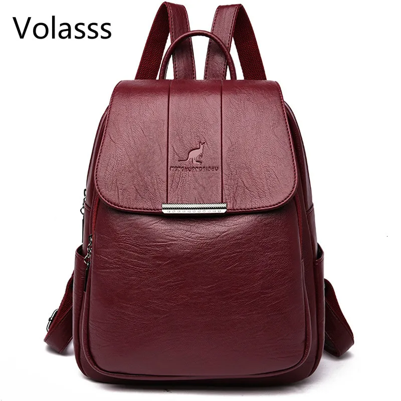 

2019 School Bags Women Leather Backpacks For Girls Female Vintage Backpack High Quality Travel Shoulder Bag Mochilas Feminina