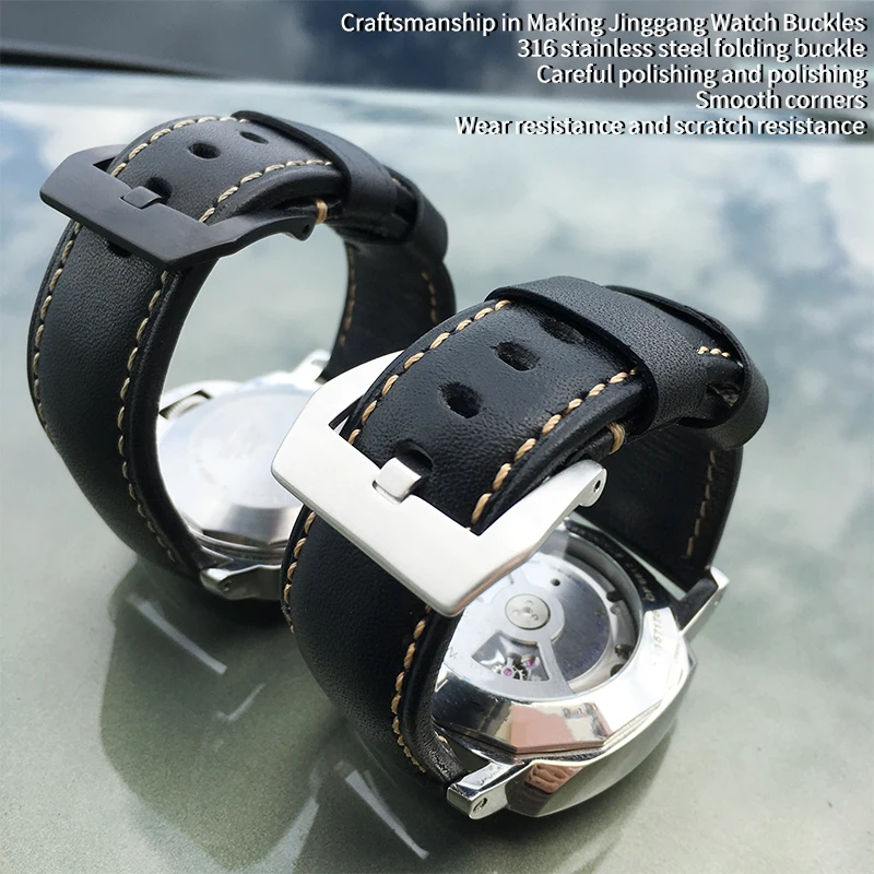 24mm Cowhide Genuine leather watch band special For PANERAI