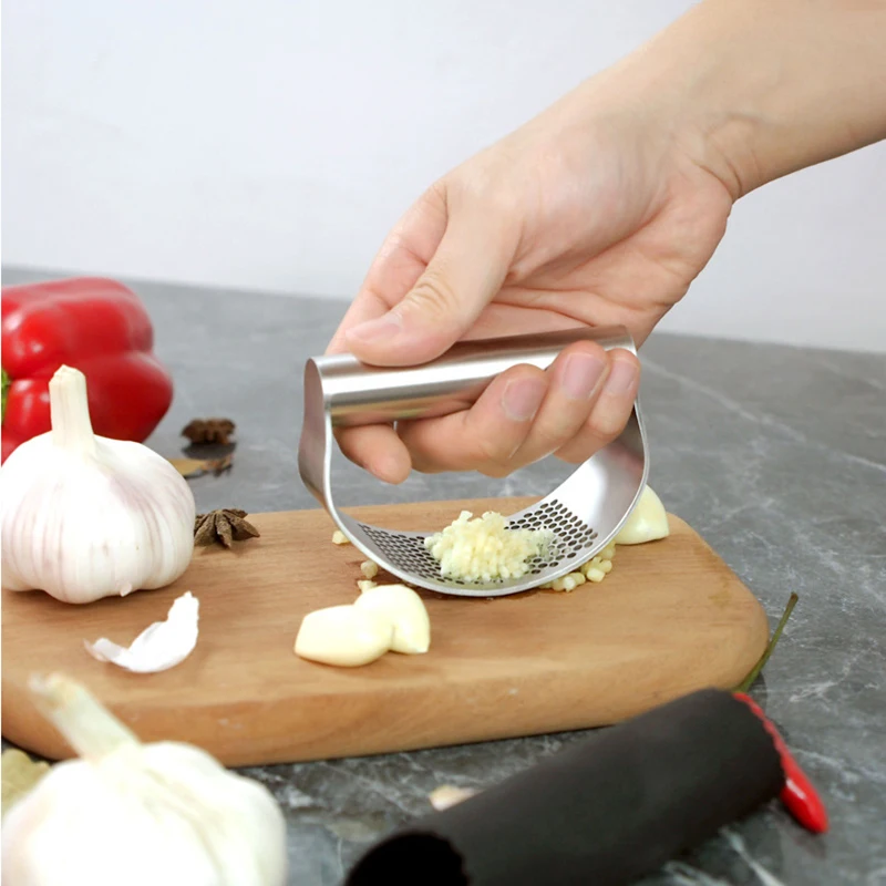 Нержавеющая Сталь Дуги Чеснок Пресс Мясорубка ручной имбирь измельчитель
