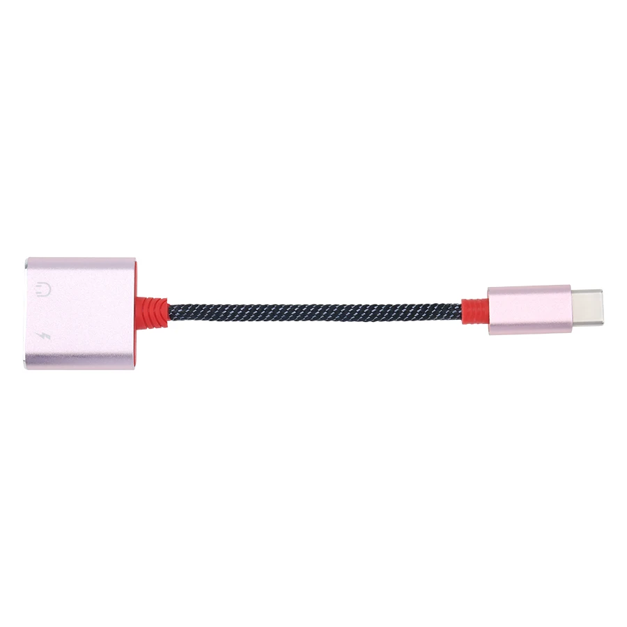 2 in 1 Type C Charge Earphone Jack Adapter USB C Audio Cable Splitter Converter For Huawei Samsung Xiaomi Headphone 300pcs