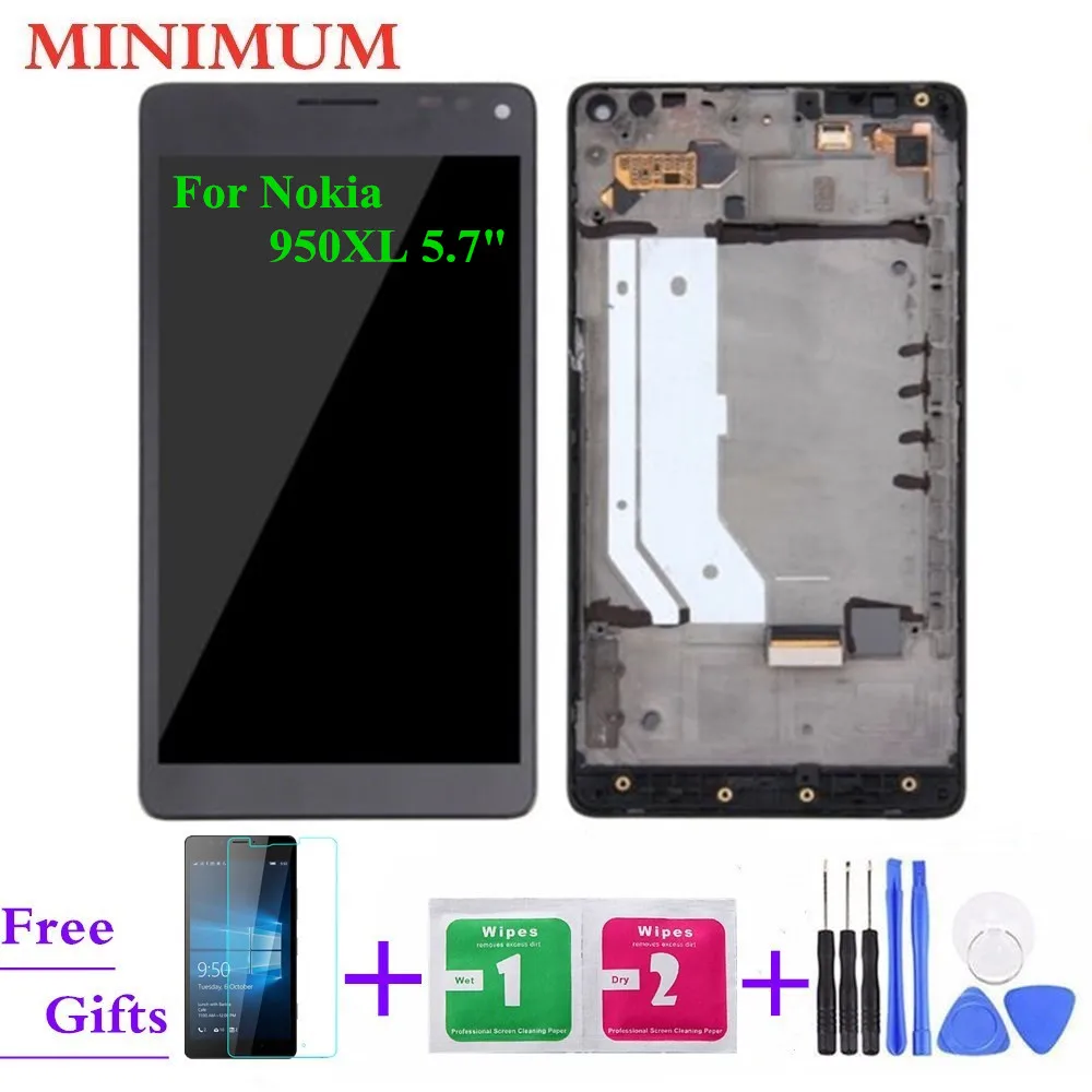 

For Nokia Lumia 950XL 950 XL 5.7" LCD Display Touch Screen Digitizer Assembly With Frame For Microsoft N950XL RM-1116 LCDs