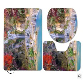 

3 PCS/bathroom flannel anti-slip pad set kitchen bathroom bath mat carpet carpet cleaning the bathroom