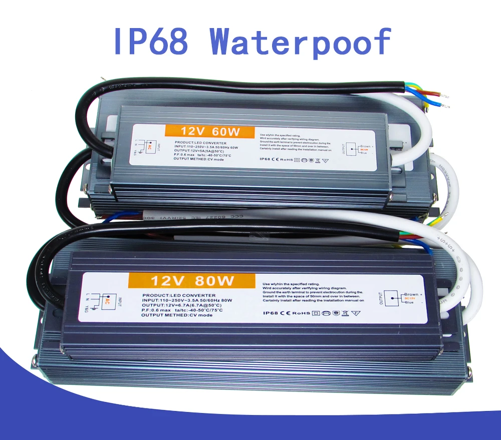 d'água, ip68, externo, fonte de alimentação de 220v para 12v, smps, 10w-400w