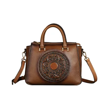 

Women's handbag 2020 Luxury brand vintage bag Real cowhide quality one shoulder bag