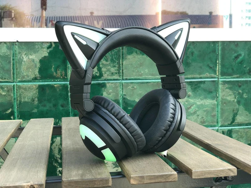 Orignal YOWU 3S Cat ears Black Wireless bluetooth headset Two dimensions LED Luminescence Comics game headphone for girl