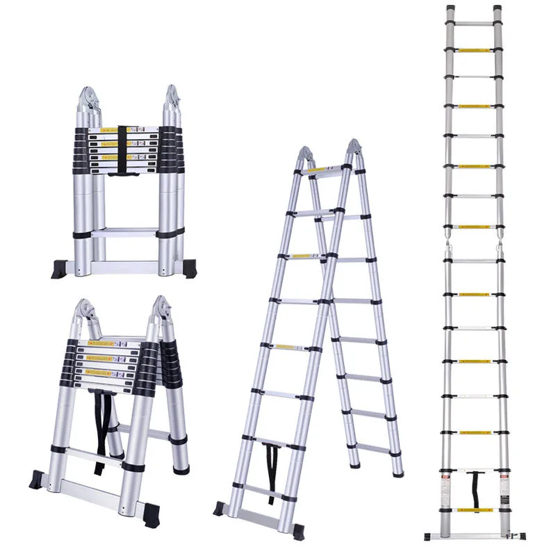 2.8M+2.8M 3.1M+3.1 Meters Auminum Portable Ladder Herringbone Straight 2 In 1 Household Folding Extension Telescopic Ladders