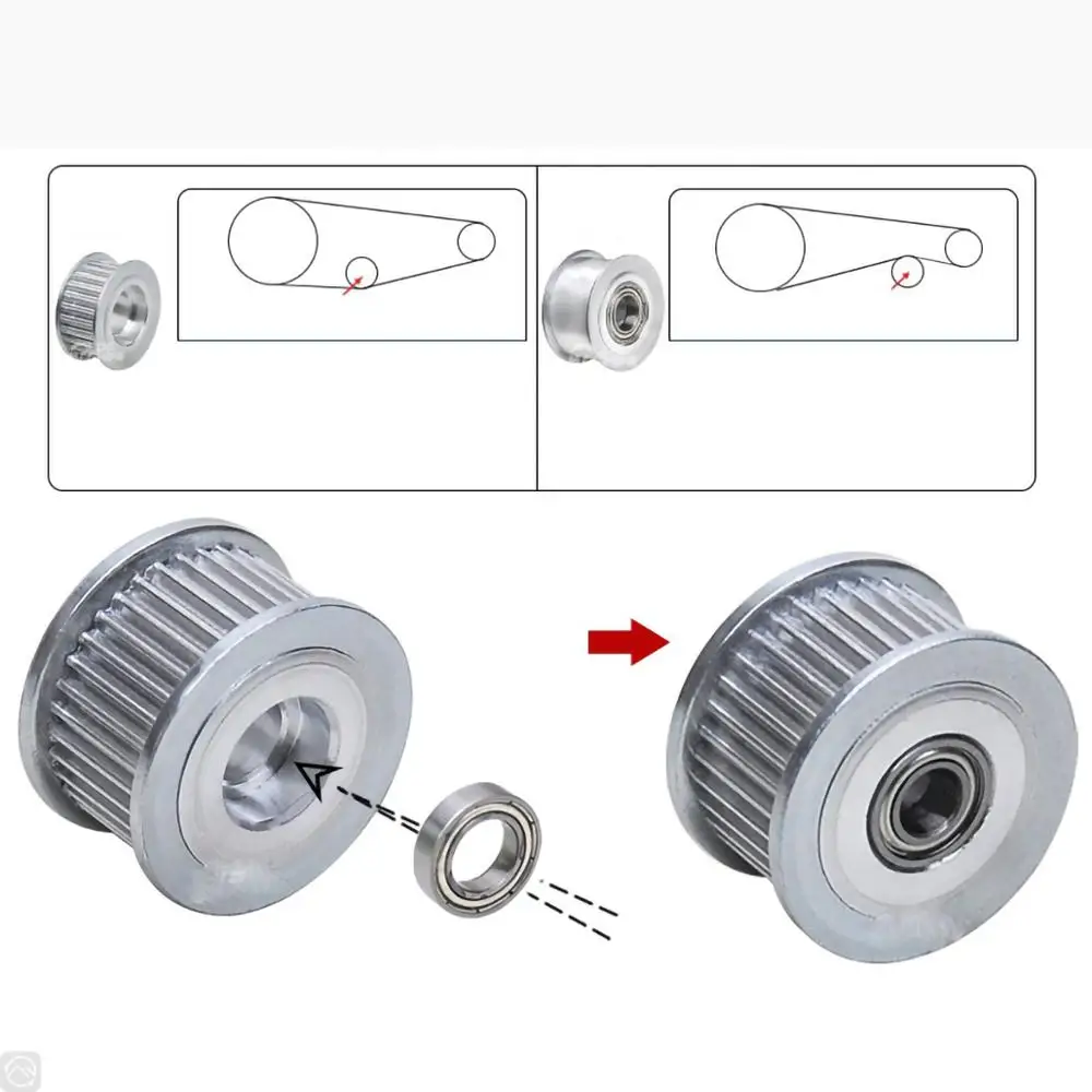 

1Pcs 24 Teeth 5M Aluminum Idler Timing Pulley With/Without Tooth Slot Width 16mm Bore8mm For 15mm Belt DIY 3D Printer