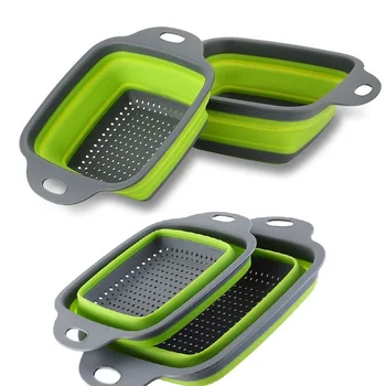 

Collapsible Colanders with Handles (2 Pc. Set) Round Kitchen Sink Strainers Heat-Resistant Silicone Stackable Space-Saving Round