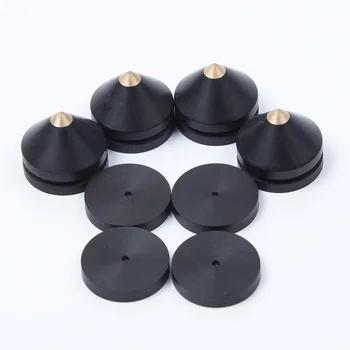 

4*23mm Ebony Speaker Isolation Spike Cone Wooden Copper Stand Feet+4* Base Pads