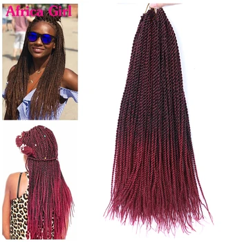 

Africa Girl 18" 30 Roots Kanekalon Synthetic Senegalese Twist Hair Crochet Braids Hair Extensions Ombre Purple Braiding