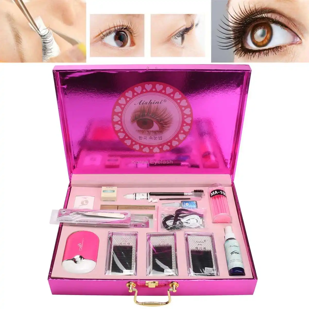 

Pro Makeup False Eyelash Extension Starter Practice Individual Mink Eyelashes Grafting Set Kit Beginner Tool Kit Set Training