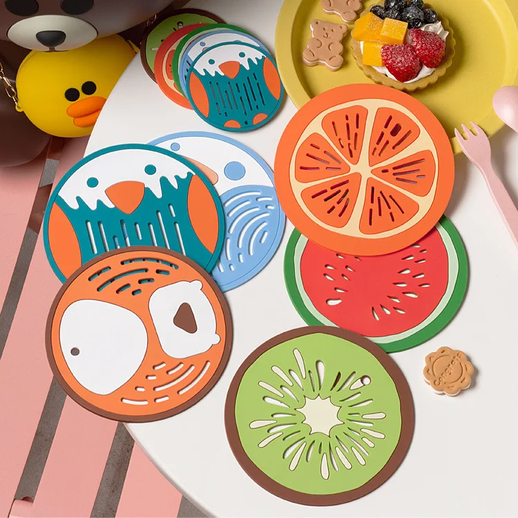

Free Shipping Cute fruit silicone dining table insulation pad table mat non-slip anti-scald cartoon plate mat