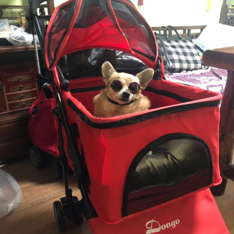 Pet Stroller Light Folding Cart Cat Dog Teddy Nest Basket Outdoor Travel Supplies