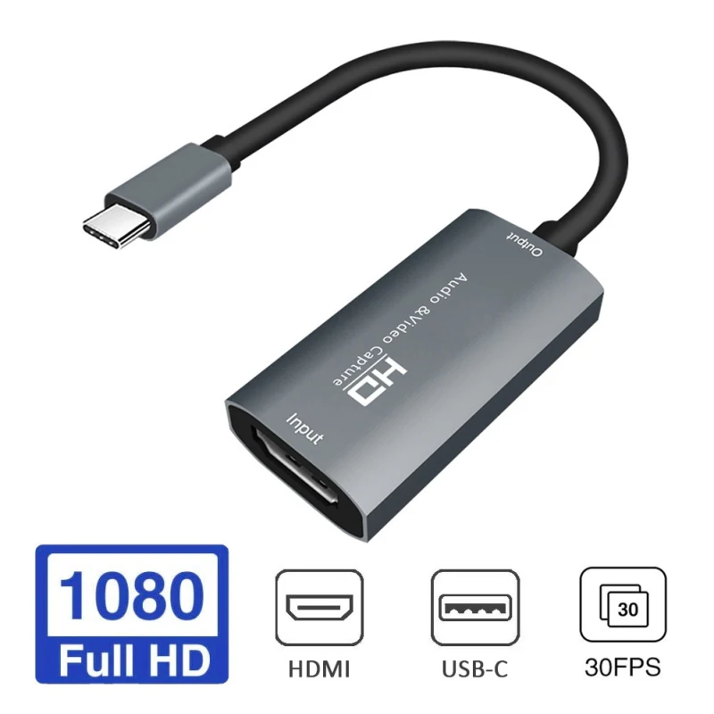 Video Capture Card HD 1080P 4K Type C To HDMI-compatible Video Capture Card HDMI-compatible To USB-C for Game Record Live Streaming