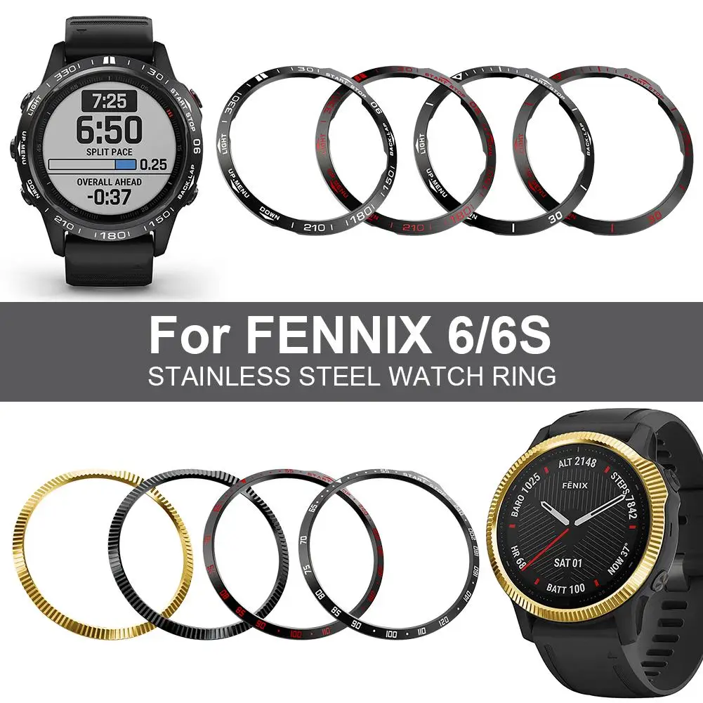 

High Quality Newest Bezel Ring Styling Case For Garmin Fenix 6 / Fenix 6S Smart Watch Metal Frame Adhesive Protective Cover