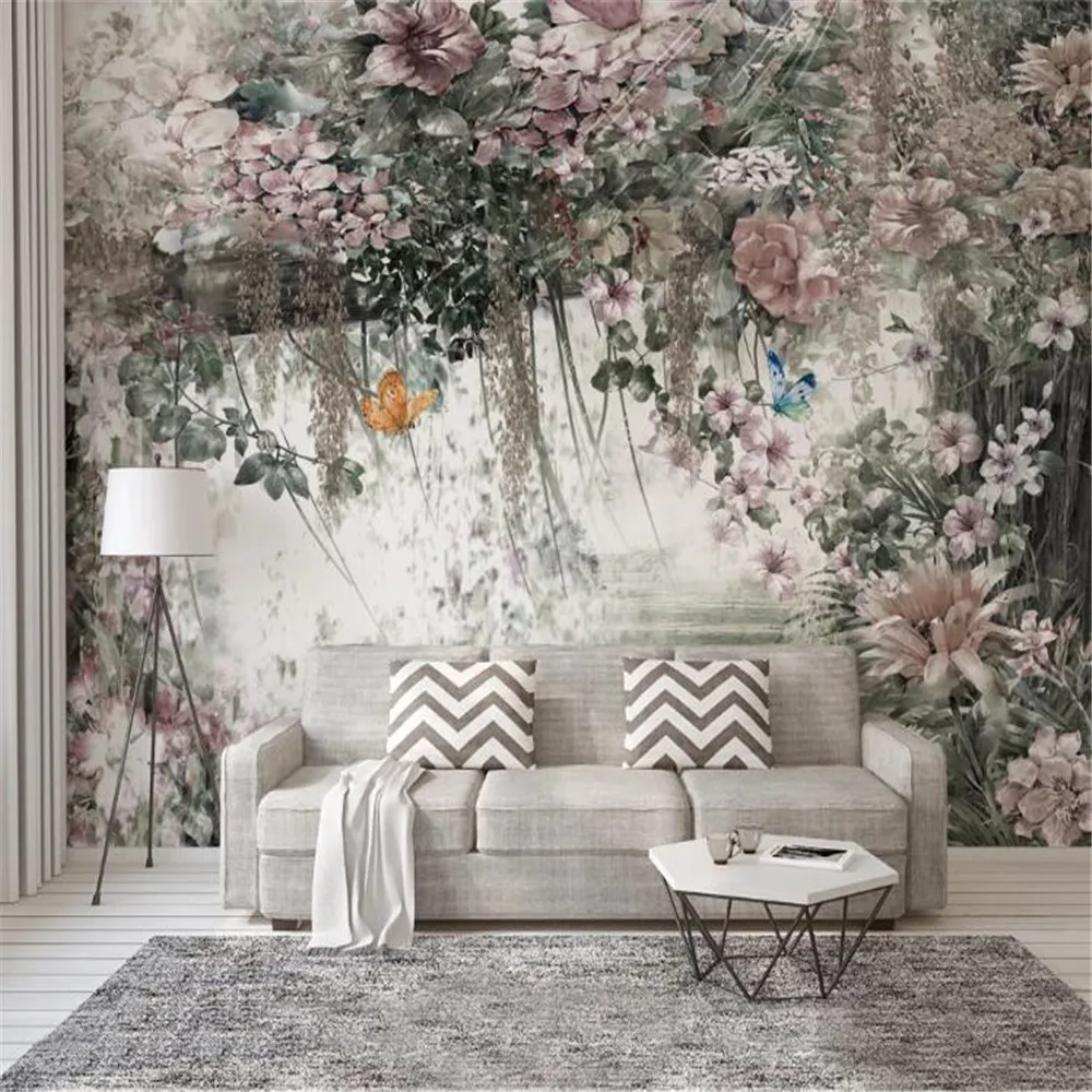 Milofi professional 3D large wallpaper mural Nordic modern fresh watercolor vine flower background wall paper mural зубная паста splat professional extra fresh 100 мл