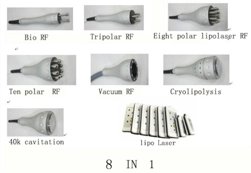 40k кавитация жира+ RF+ лазерная кожа+ многополюсная RF морщин, Реконструкция кожи, 8 в 1 многофункциональная машина для похудения