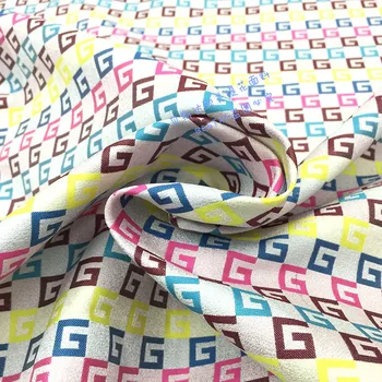

100x165cm Colorful Letter G Print Polyester Brocade Jacquard Fabric with Metallic Gold Thread for Autumn Winter Skirt Sewing