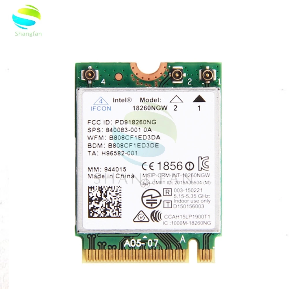 Карта беспроводного адаптера для 867 Мбит/с Intel 18260 18260NGW Tri-Band беспроводной-AC M.2 NGFF, Wi-Fi bluetooth BT 4,2