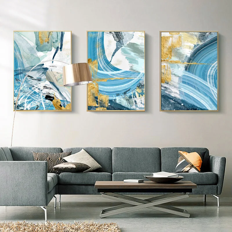 Quadro astratto moderno quadro su tela quadro blu e giallo stampa HD per  soggiorno decorazione domestica senza cornice - AliExpress