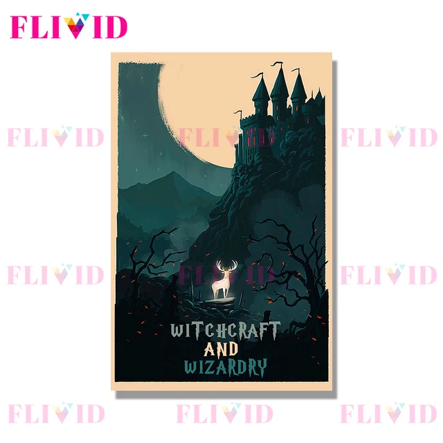 Famous Movie Witchcraft School Cartoon Scenery Nordic Poster Wall Art Canvas Painting Wall Pictures For Living Room Unframed E
