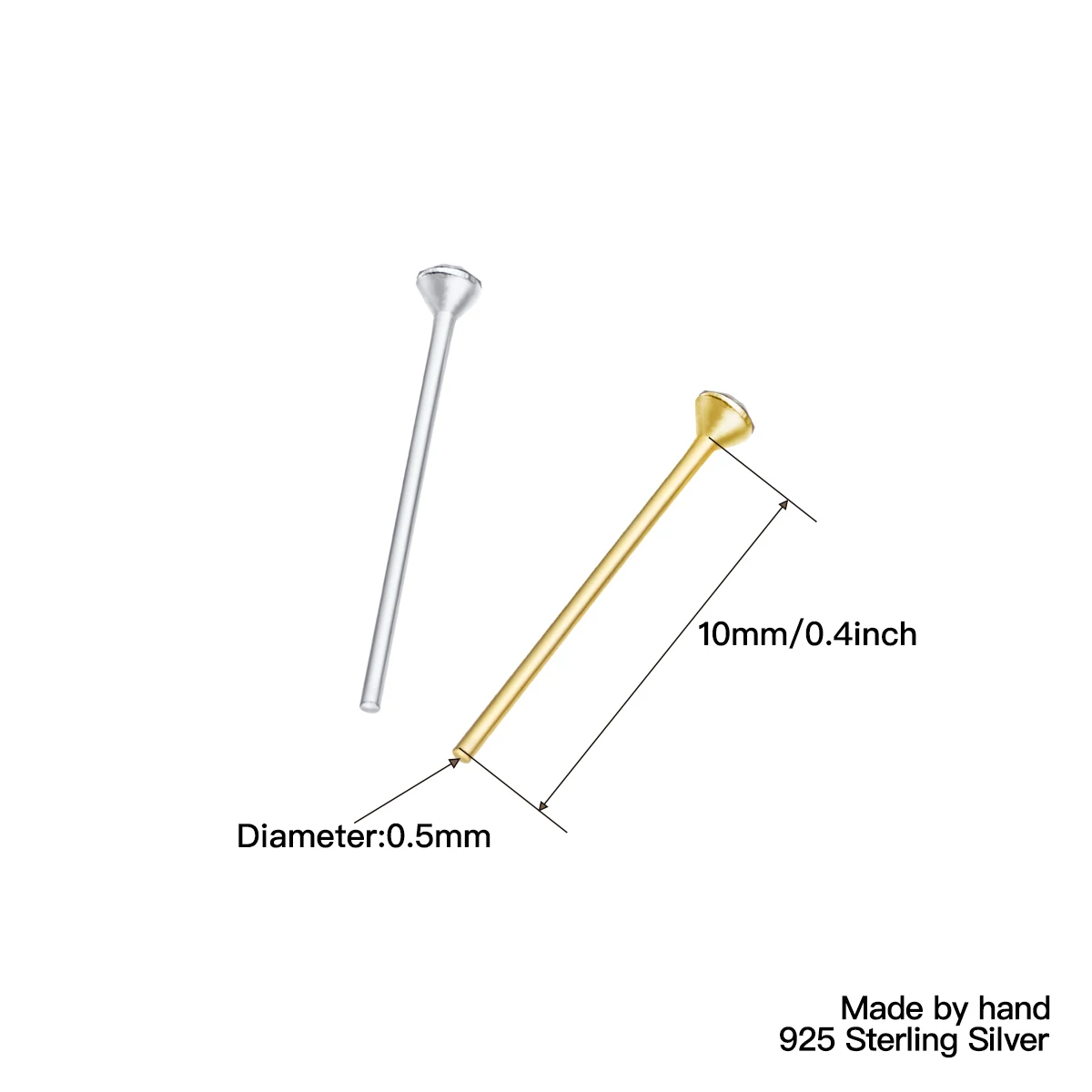 Borchie Naso Sfera Dritta 20 Borchie Per Naso In Argento Sterling - Foto 4