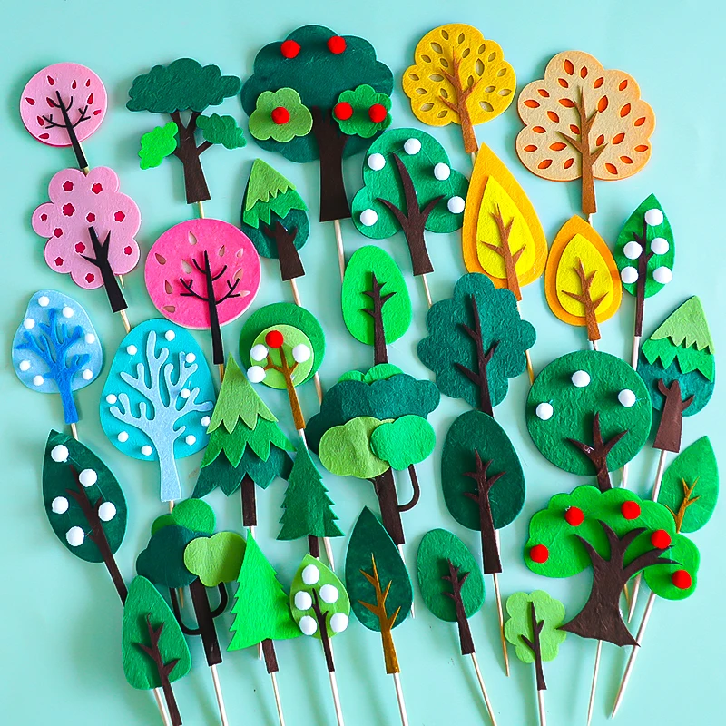 Forest Series Cake Topper Green Felt Small Tree Trees Grass Collection Cake Decoration Baking Dessert Birthday Party Decor party decorations,birthday party supplies,cake topper,cake decorations,cake toppers,gold leaf cake decorations