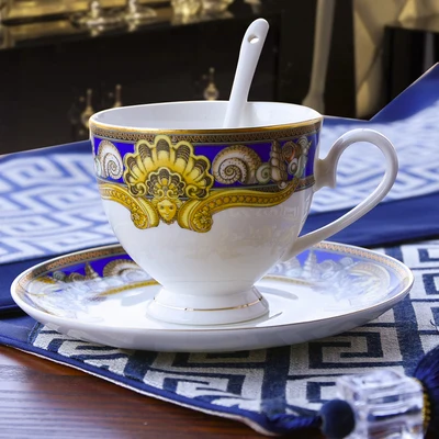 coffee cup Роскошный голубой океан костяного фарфора тарелки Западный клуб высококлассные Сердце моря Керамическая Посуда декоративная тарелка - Цвет: coffee cup
