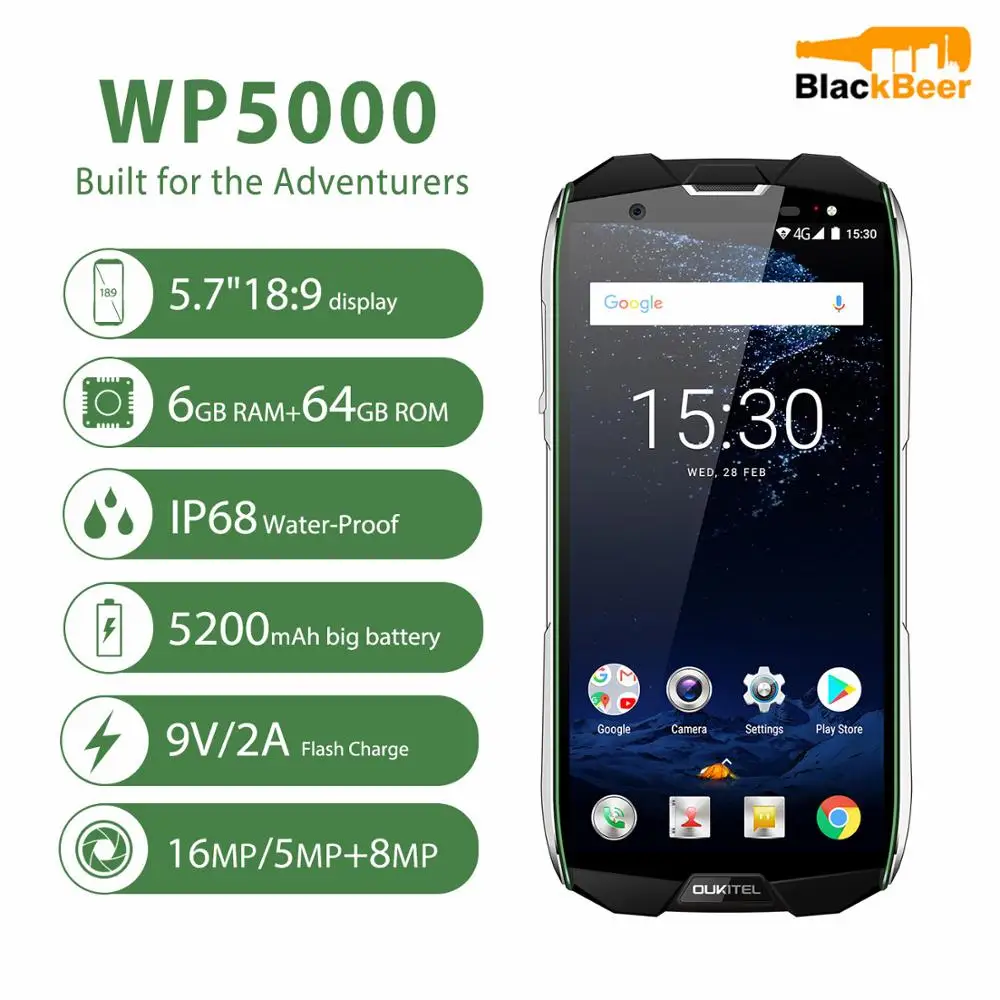 Мобильный телефон OUKITEL WP5000, Android 7,1, IP68 водонепроницаемый, Восьмиядерный, 5,7 дюйма, 18:9, 64 ГБ, 9 В/2 А, быстрая зарядка, 5200 мАч|Смартфоны и мобильные телефоны| | АлиЭкспресс