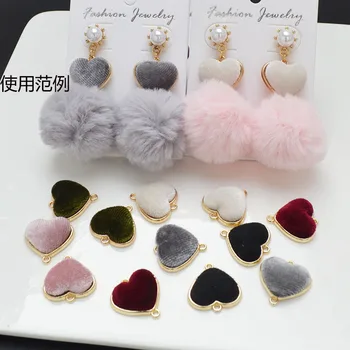 

Japanese Korean Simple Autumn and Winter Alloy Velvet Double Hanging Single Side Peach Heart Ornament Accessories DIY Ear Stud E