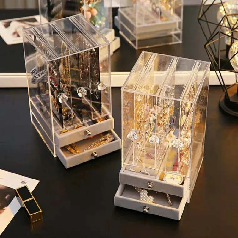 New Acrylic Jewelry Organizer Box For Necklace Display Storage Case Earrings Bracelet Hanger Decoration Girls Gift Women Makeup (8)