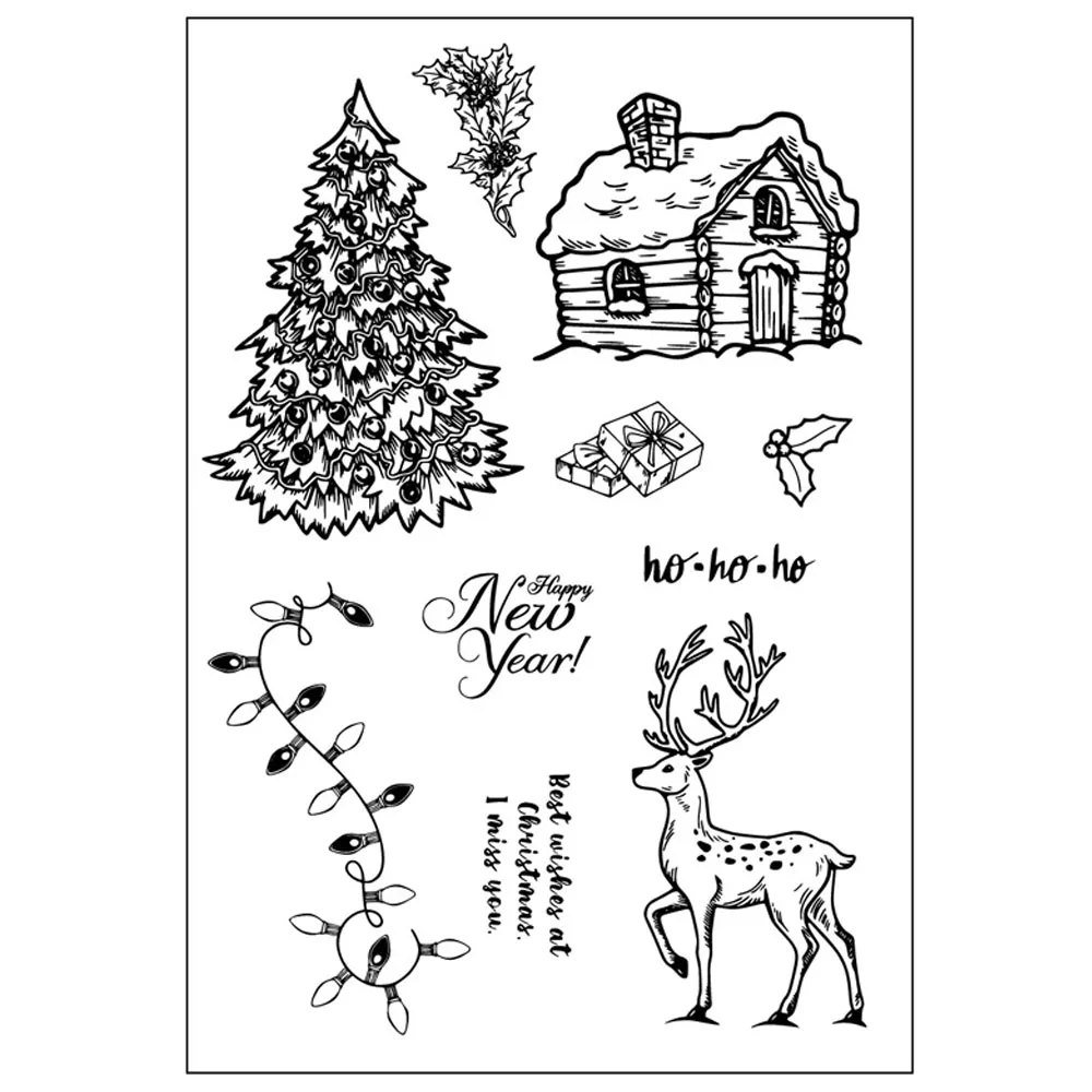 Silicone Clear Stamp Transparent Rubber Stamps DIY Scrapbook Christmas tree FB 