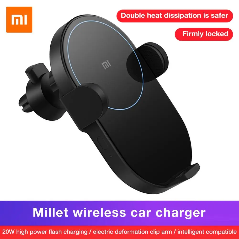 

Original Xiaomi Wireless Car Charger Smart 20W Electric Sewing Automatic Locking Bracket Clamp Smart Phone Fast Charging