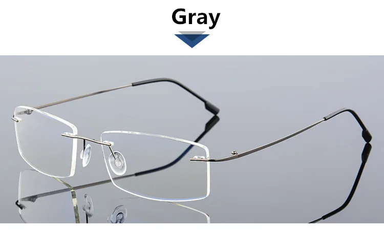 Голубой свет компьютер для мужчин оправа для очков титановая бескаркасная прозрачная Оправа очков очки для глаз мужские очки без оправы квадратная близорукость нерд - Цвет оправы: Серый