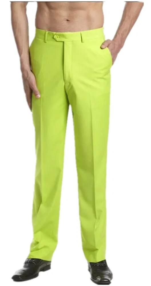 Флуоресцентные зеленые прямые мужские штаны, облегающие деловые брюки/мужские высококачественные модные тонкие брюки для отдыха