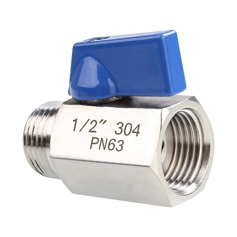 Ball Valve 1/2 inch 304 Stainless Steel Mini Ball Valve Female and Male NPT Great for Shower Head Flow Control