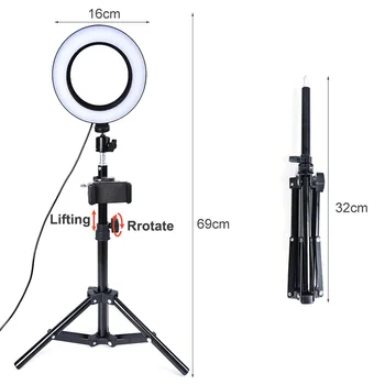 

LED Ring Light Selfie Phone Holder Stick Novelty Lighting 74 Leds 3 Colors Photo Fill Light Toning Brightness Adjustable