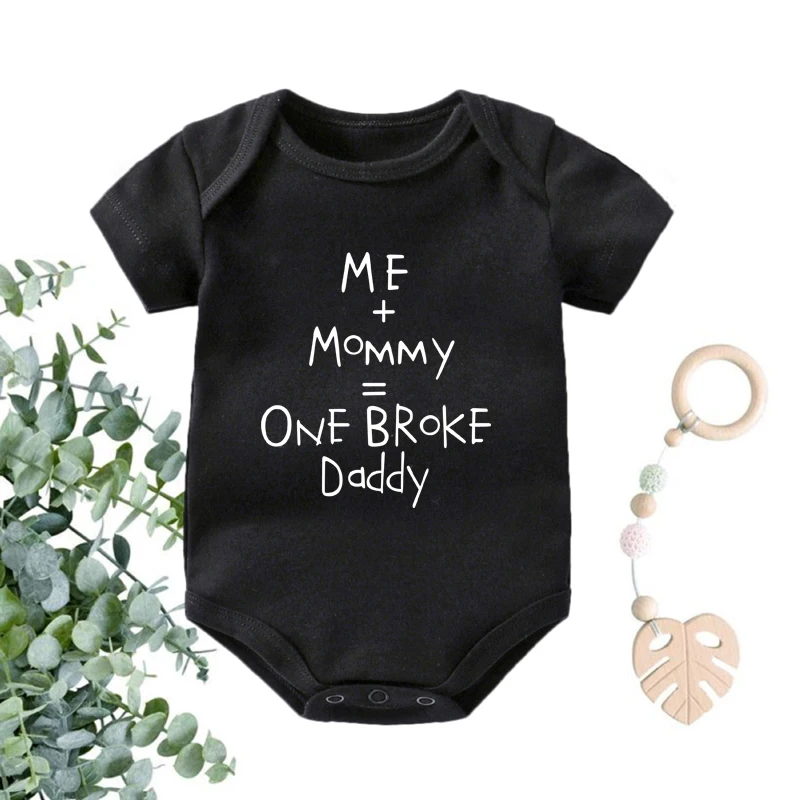 

Me + Mommy = One Broke Daddy Funny Baby Bodysuits Cotton Summer Short Sleeve Baby Boys Girls Oneises Baby Shower Gift Outfits