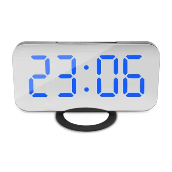 

New LED Digital Alarm Clocks Mirror Snooze Night Light LCD Display USB Charging Cable Memory Adjustable Brightness Desktop Watch