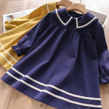 

Roimyal Wholesale 2019 New Fashion princess dress long-sleeved lace girls dress peter pan collar fall children wear 2-7 years