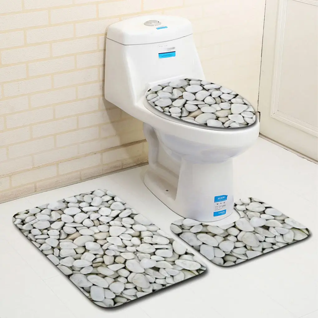 3 шт./компл. Нескользящие банные коврик для ванной ковер Ванная комната 3D StonePrinting нескользящий коврик для ванной комнаты коврики Туалет