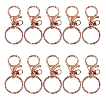 

10 Pcs Rose Gold Lobster Trigger Swivel Clasps Hook Clips Keychain Key Ring