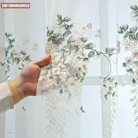 White embroidered floral tulle curtains for bedroom sheer window curtains living room bedroom ready made