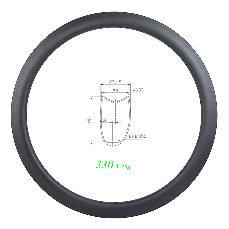 330g 700c 45mm asymmetric road disc tubular carbon rim U shape 25mm wide UD 3K 12K matte glossy 20H 24H 28H 32H 36H SUPER LIGHT | Спорт и